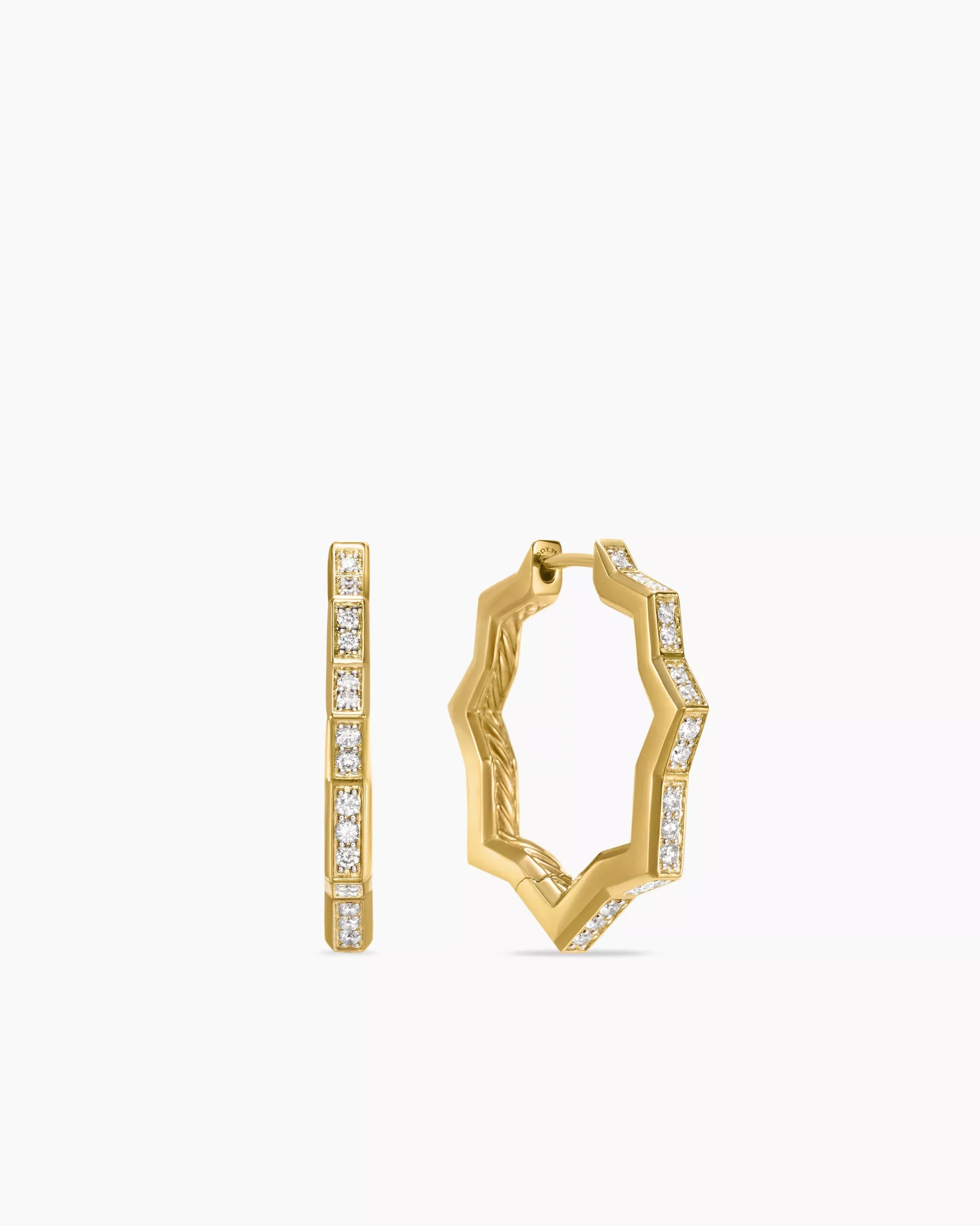 Zig Zag Stax™ Hoop Earrings 18K Yellow Gold with Diamonds, 22.8mm