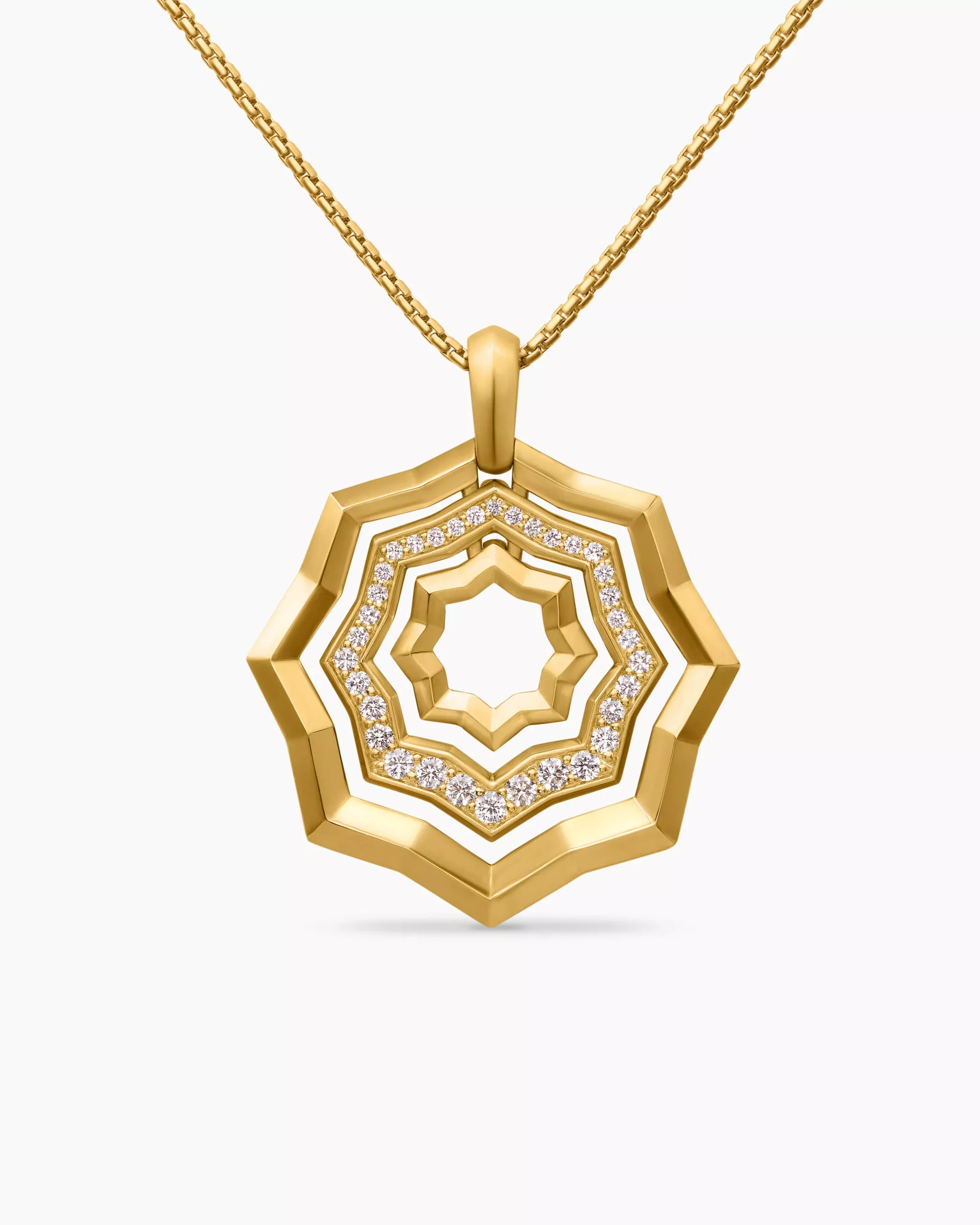 Zig Zag Stax™ Pendant Necklace 18K Yellow Gold with Diamonds, 28mm