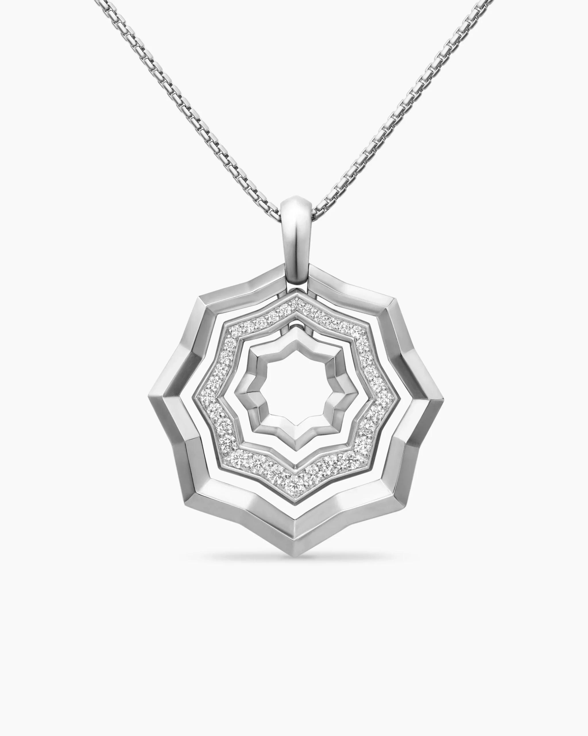 Zig Zag Stax™ Pendant Necklace Sterling Silver with Diamonds, 28mm