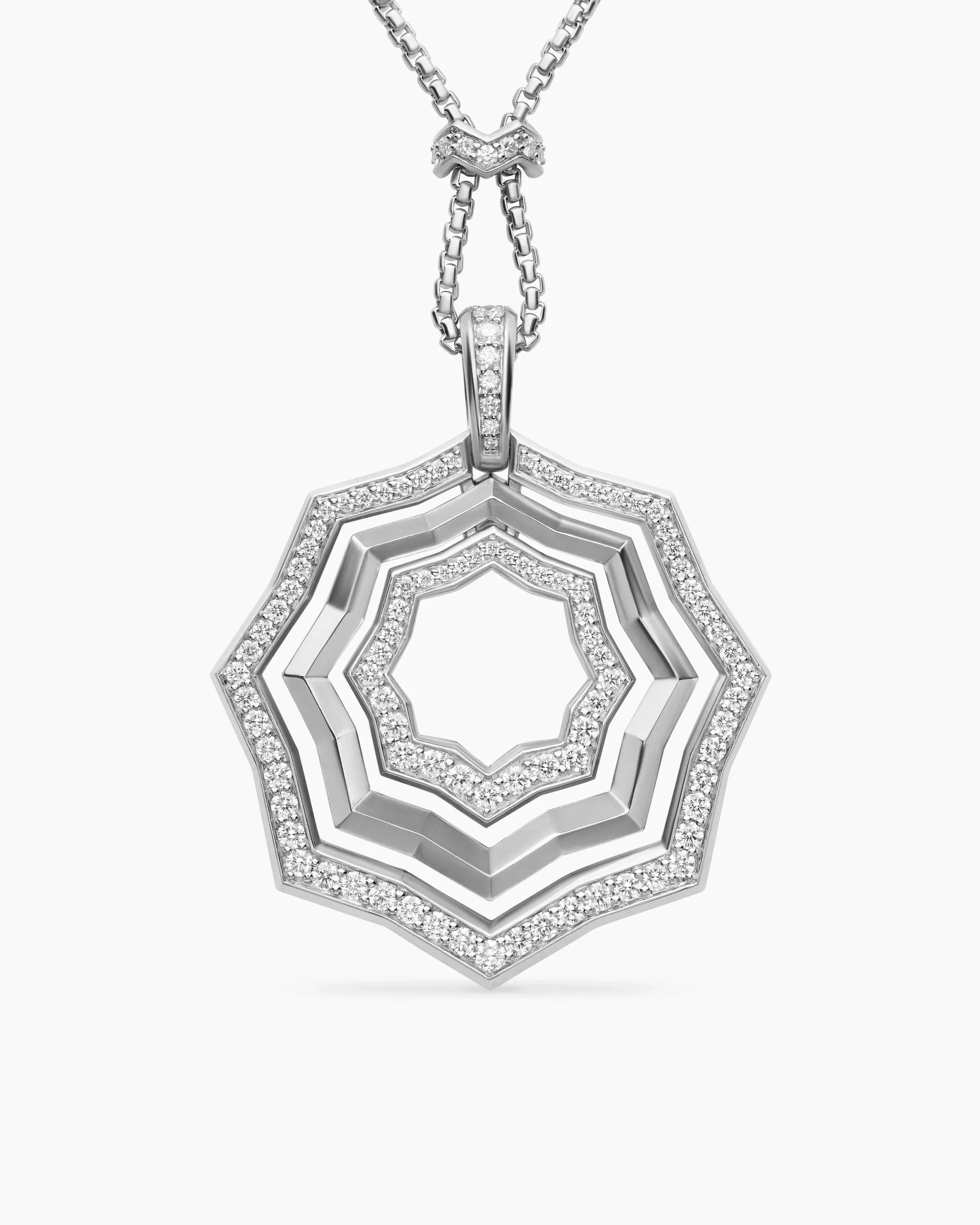 Zig Zag Stax™ Pendant Necklace Sterling Silver with Diamonds, 38mm