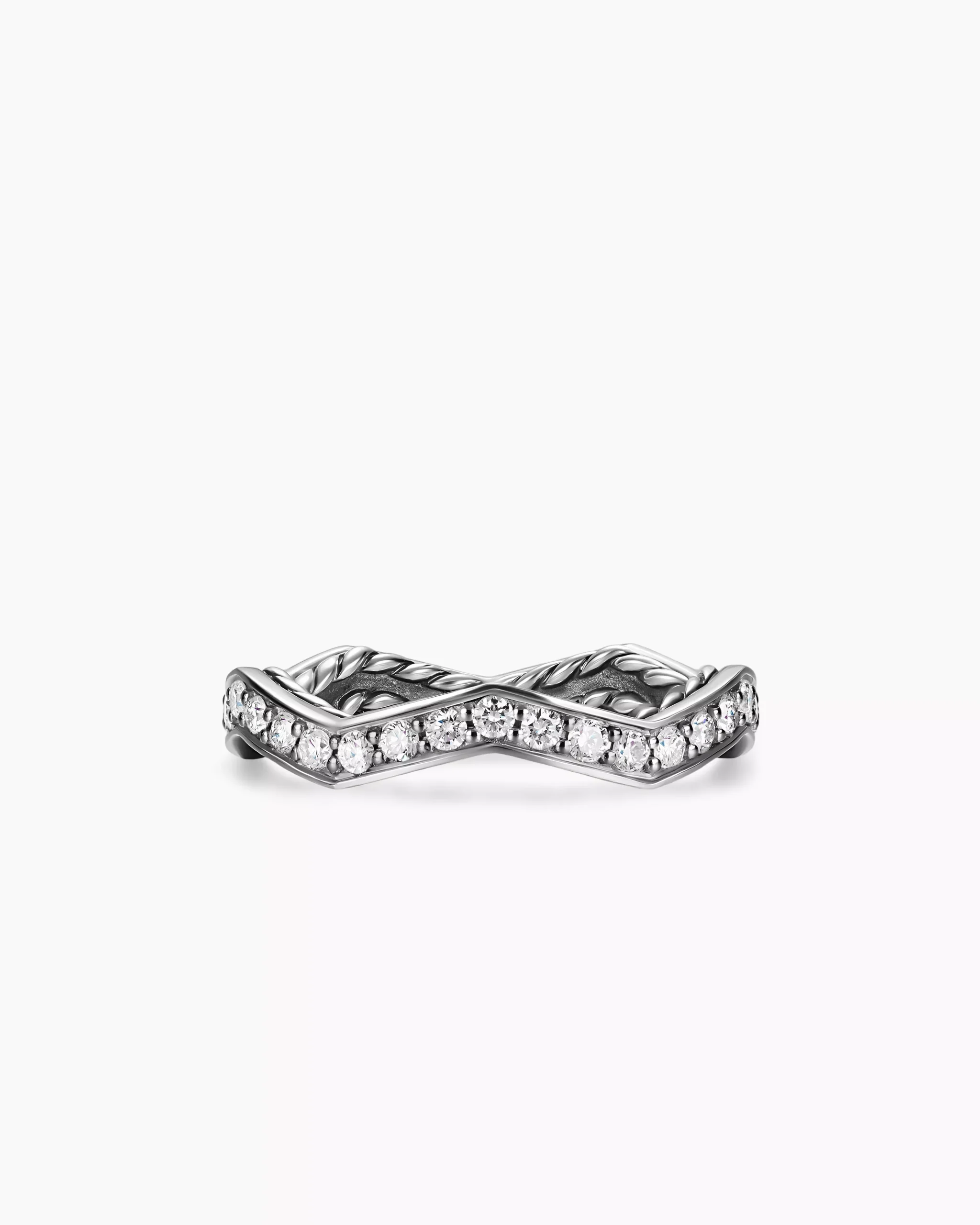 Zig Zag Stax™ Ring Sterling Silver with Diamonds, 2mm